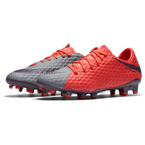 Nike Womens HyperVenom Phelon 3 FG Soccer Shoes (Grey/Orange)