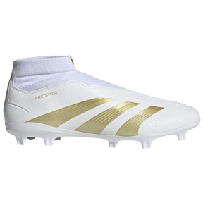 adidas  Predator  24 League Hi Laceless LL FG (White/Gold Metallic)