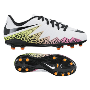 Nike Youth HyperVenom Phelon II FG Soccer Shoes (White/Multi)