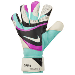 Nike  GK  Grip 3 Soccer Goalie Glove (White/Turquoise)